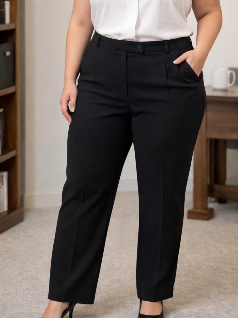 Rafaella Black Lined Dress Pants 18W Straight Leg Career Business Casual